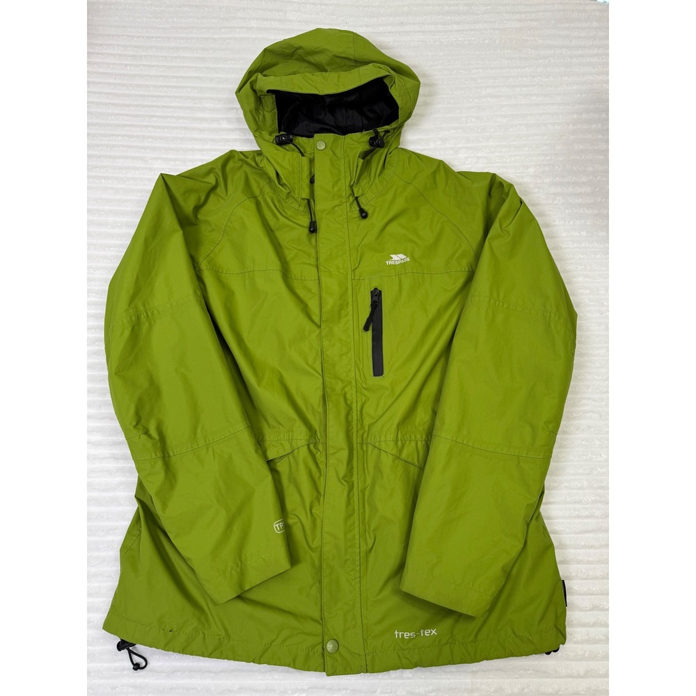 Mens Rain Jacket Trespass TP75 Green Waterproof Hooded Shell Size L